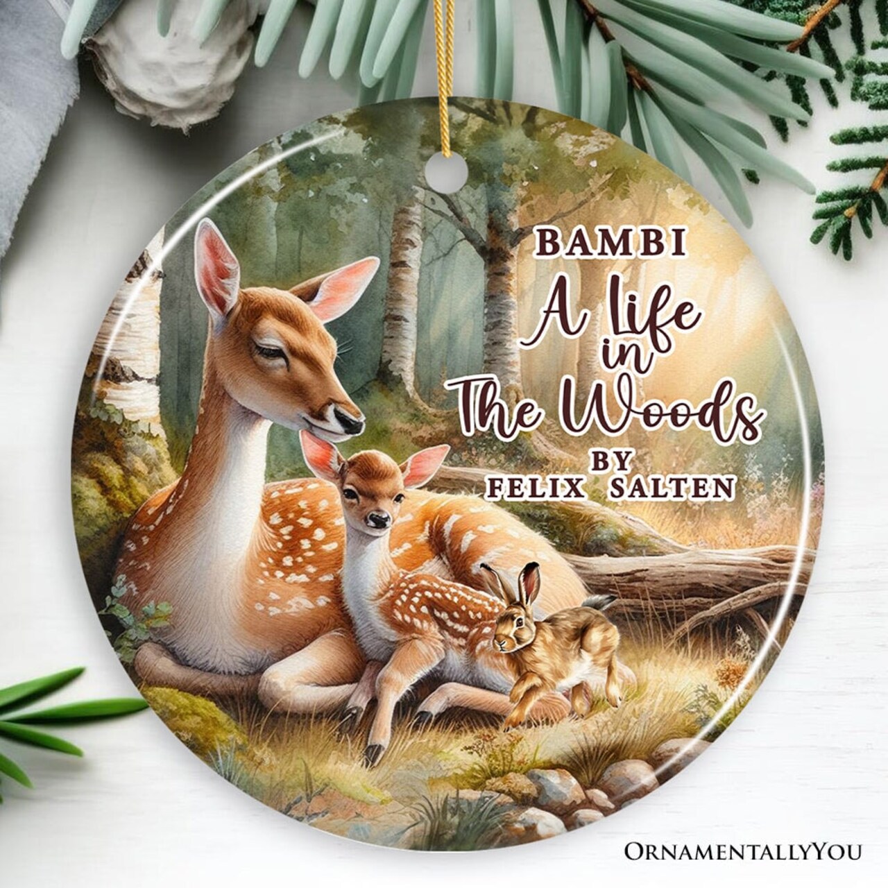 Bambi A Life in the Woods Ornament, Children Story Christmas Gift and Decor